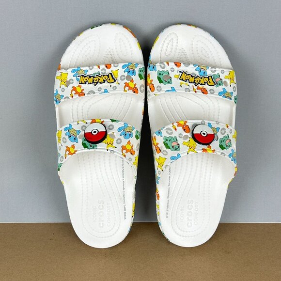 Crocs Classic Pokemon Two Strap Sandals Mens 10 Womens 12 White Multicolor - Picture 5 of 11